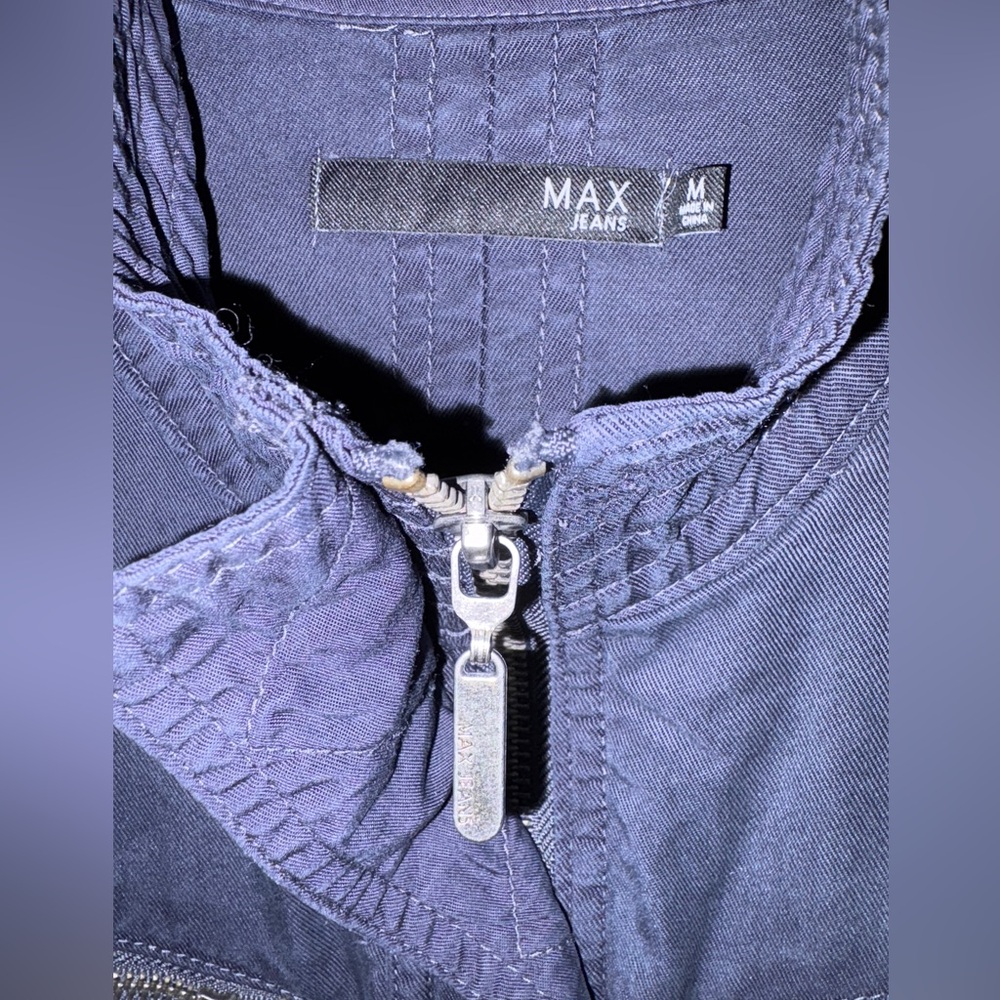 Max Jeans Dark Blue lightweight Utility Jacket size medium - Picture 2 of 15